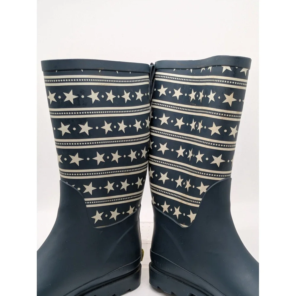 Western Chief Stars Stripes Rain Boots Womens 7 Navy Waterproof Rubber Buckle